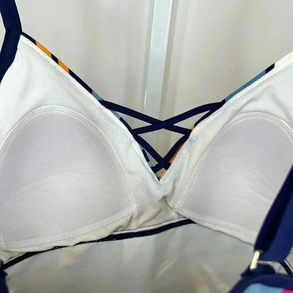 2/$30 Kona Sol Medium Tankini Tropical Top Blue Fuschia Orange Swim Top Swim - Picture 8 of 12